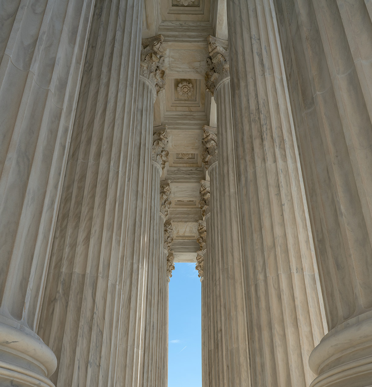 Detail of United States Supreme Court building located in Washington, D.C., USA.
